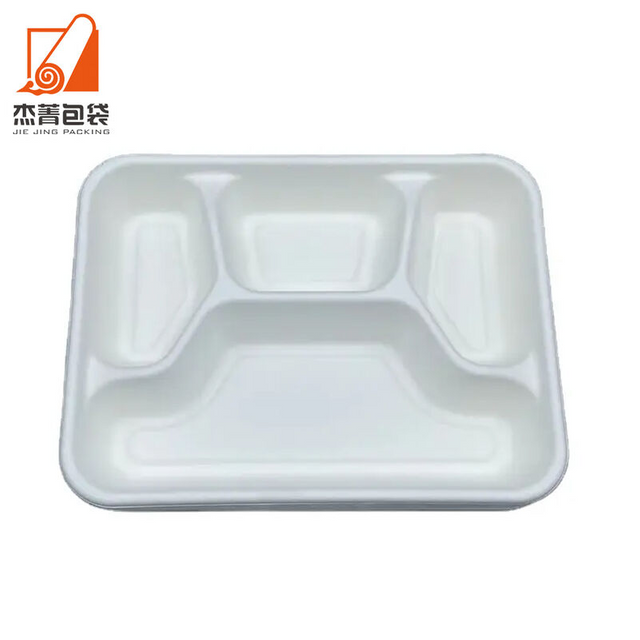 4 Compartment Food Tray Disposable Biodegradable Bagasse Tableware Eco-friendly Compostable Lunch Meal Tray