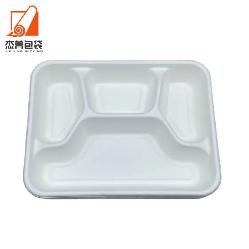 4 Compartment Food Tray Disposable Biodegradable Bagasse Tableware Eco-friendly Compostable Lunch Meal Tray