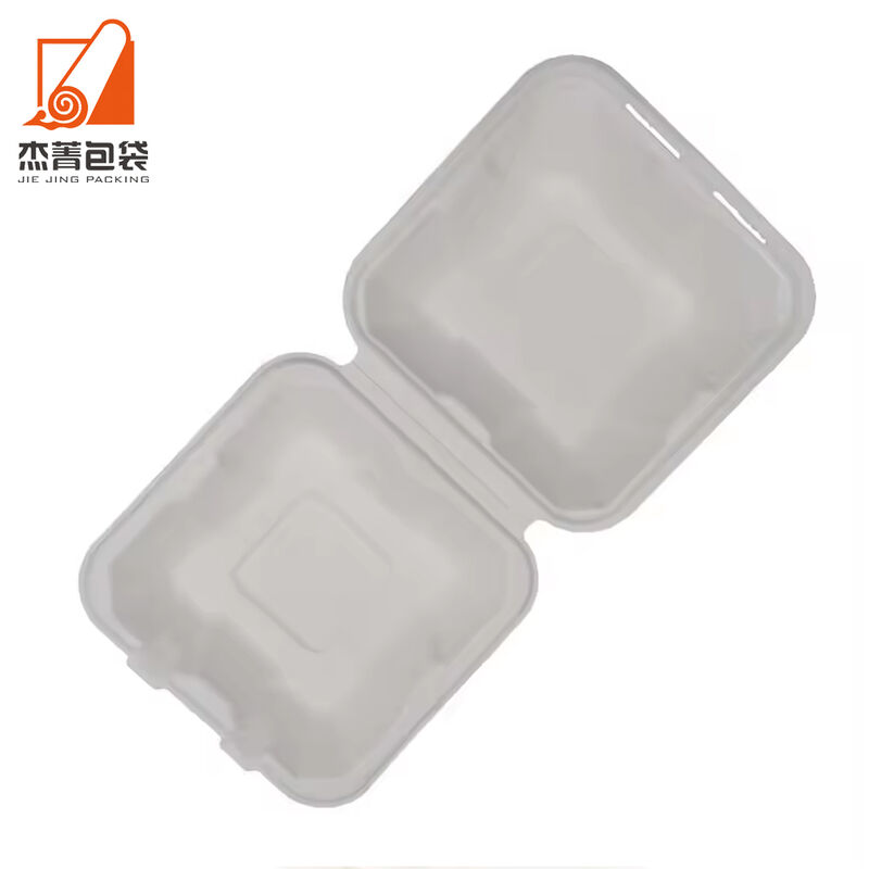 Wholesale Take Out To Go Biodegradable Sugarcane Bagasse 6x6 Inch Burger Hamburger Cake Clamshell Box