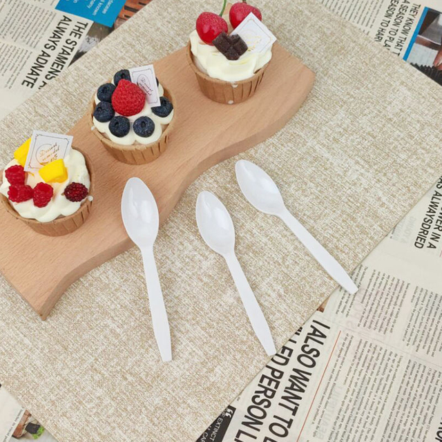 Individual Package Disposable Ice Cream Plastic Spoon Black Plastic Spoon