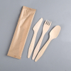 Disposable Biodegradable Wooden Cutlery Spoon Fork Knife with Individually Wrapped