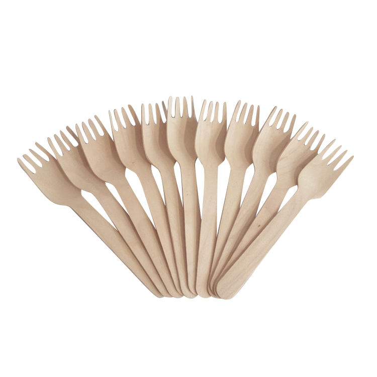 Ready To Ship Biodegradable Bulk Birch Wood Spoon / Forks / Knives Disposable Wooden Cutlery Set