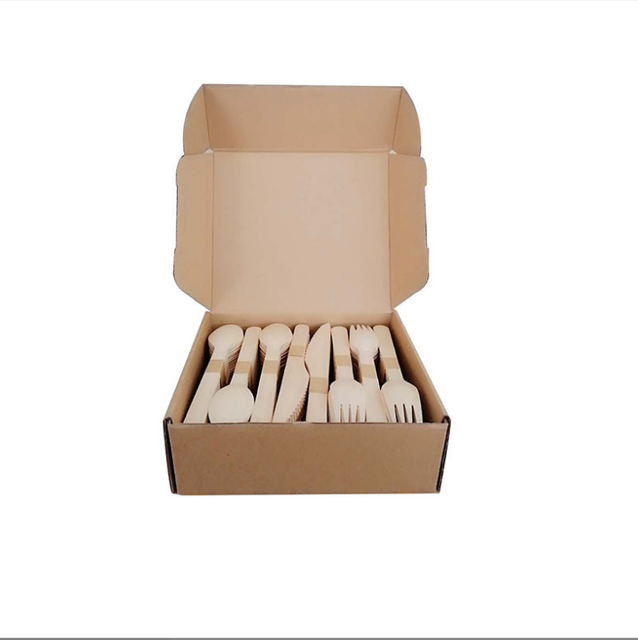 Biodegradable disposable wooden bulk birch wood spoon / forks / knives cutlery set