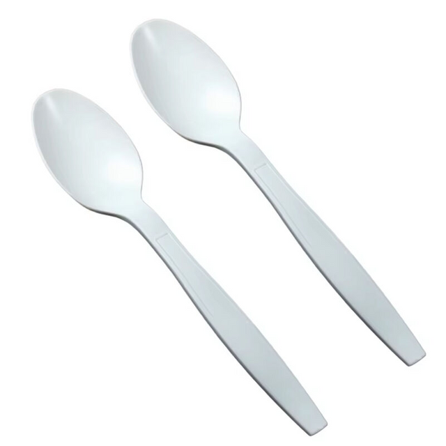 150mm white Bio-based Flatware Corn starch Spoon Disposable heavy duty reusable Eco-friendly 6 inch Cornstarch tea spoon