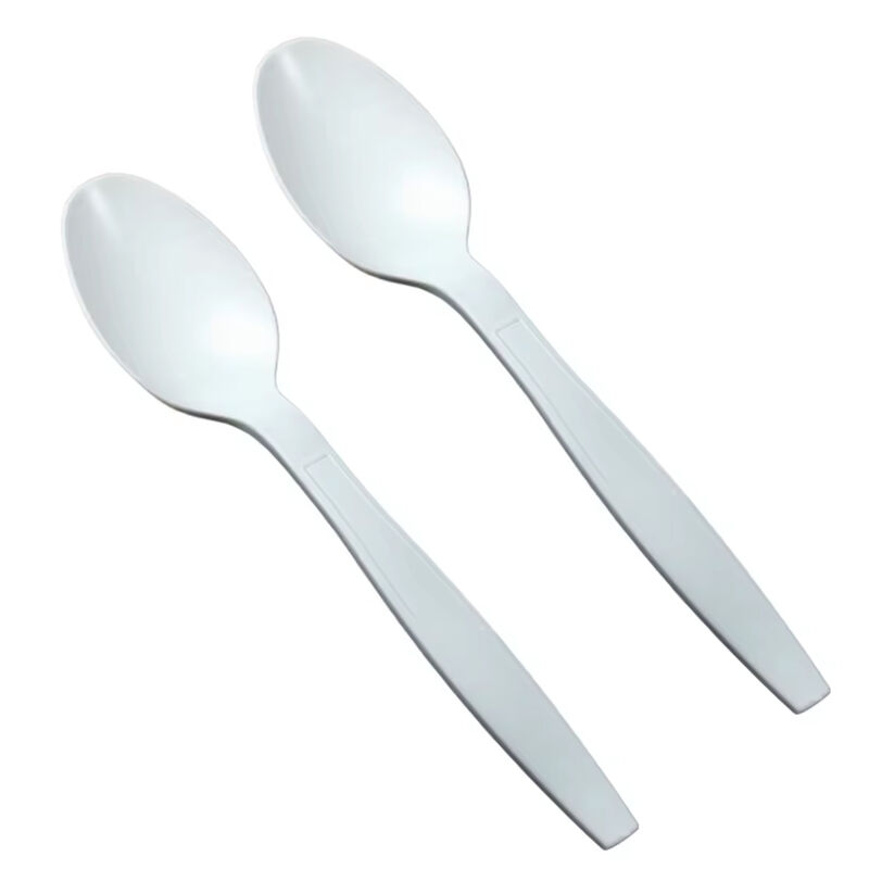 150mm white Bio-based Flatware Corn starch Spoon Disposable heavy duty reusable Eco-friendly 6 inch Cornstarch tea spoon