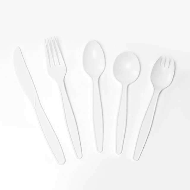 High Quality 7 Inch Disposable Cornstarch Tableware Set Biodegradable Corn Starch Cutlery Knife Fork Spoon