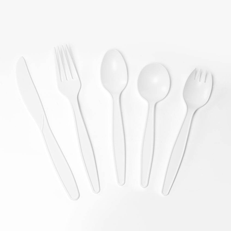 High Quality 7 Inch Disposable Cornstarch Tableware Set Biodegradable Corn Starch Cutlery Knife Fork Spoon
