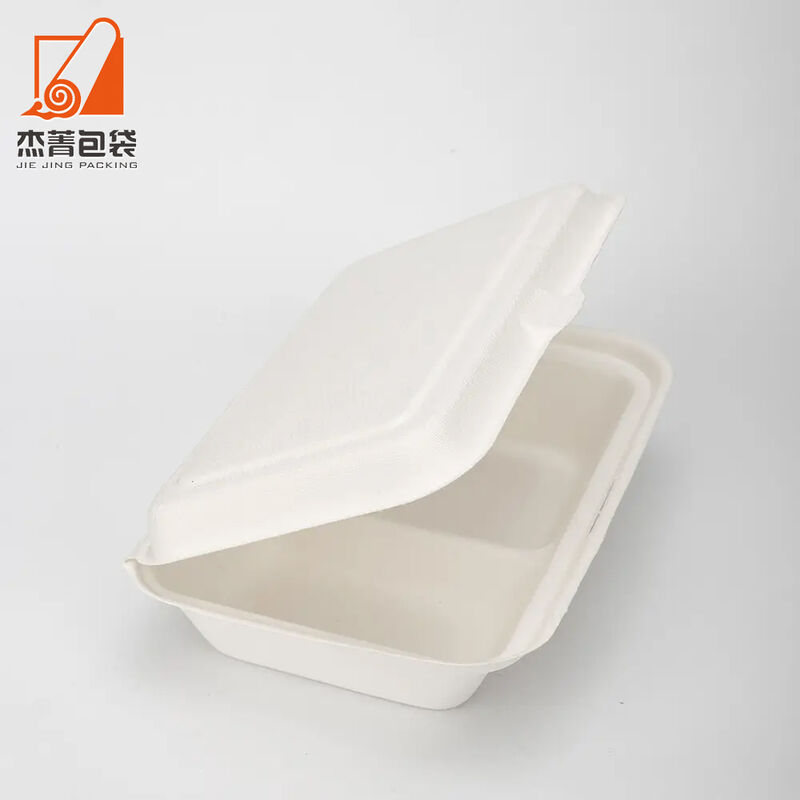 Biodegradable Pulp Molding Food Takeaway Packaging Clamshell Sugarcane Bagasse Disposable Lunch Packing Boxes