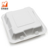 8*8 Inch 100% Biodegradable Disposable Sugarcane Pulp Bagasse Clamshell Food Container