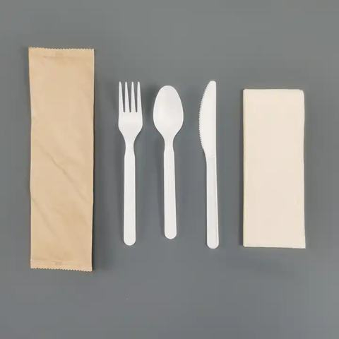 Großhandel Custom Eco Einweg PLA Besteck Set Party Hochzeit Picknick Restaurant Einweg Kunststoff Geschirr Gabel Löffel Messer