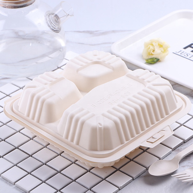 Umwelt freundliche Fire Chicken Box 3 Fach 8 Zoll Clam shell Einweg-Fast-Food-Behälter zum Mitnehmen