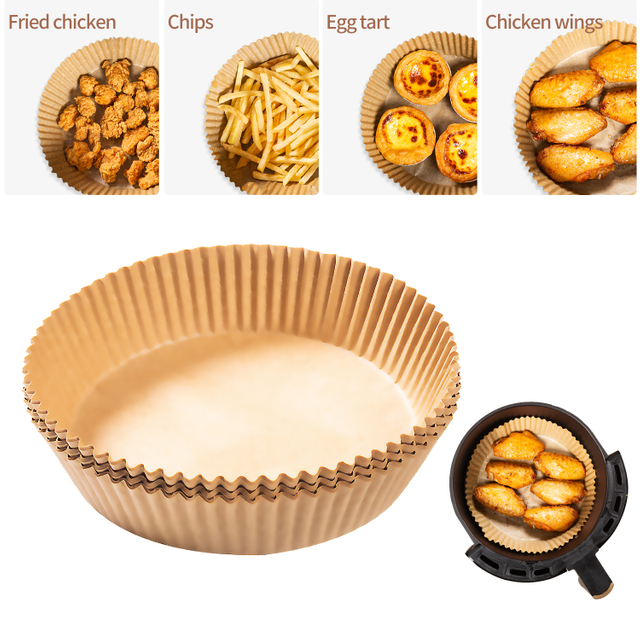 Nanbei Großhandel BPA Free Antihaft Einweg-Luft fritte use 8 Zoll Pergament Back papier 8-10zoll Runde Luft fritte use Papier