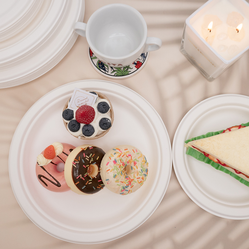 Wholesale Disposable Customized Dinner 3 Compartment Round Bagasse Food Plate for Restaurants