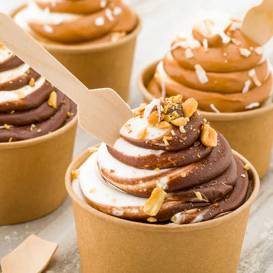  17/5000 Disposable ice cream Eco-friendly degradable wooden ice cream spoon