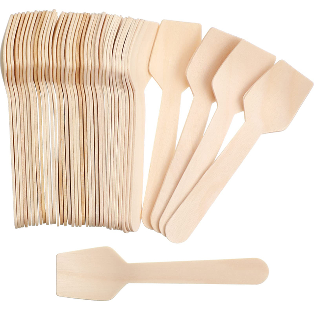 Brichwood Mini Biologisch abbaubare 7,5 cm quadratische Einweg löffel aus Holz Kompost ierbare Messer für Eis und Lebensmittel für Hotels